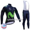 Cykeltrøje Langærmet + Bib Cykelbukser 2017 Movistar Team Dame N001 Vinter Thermal Fleece